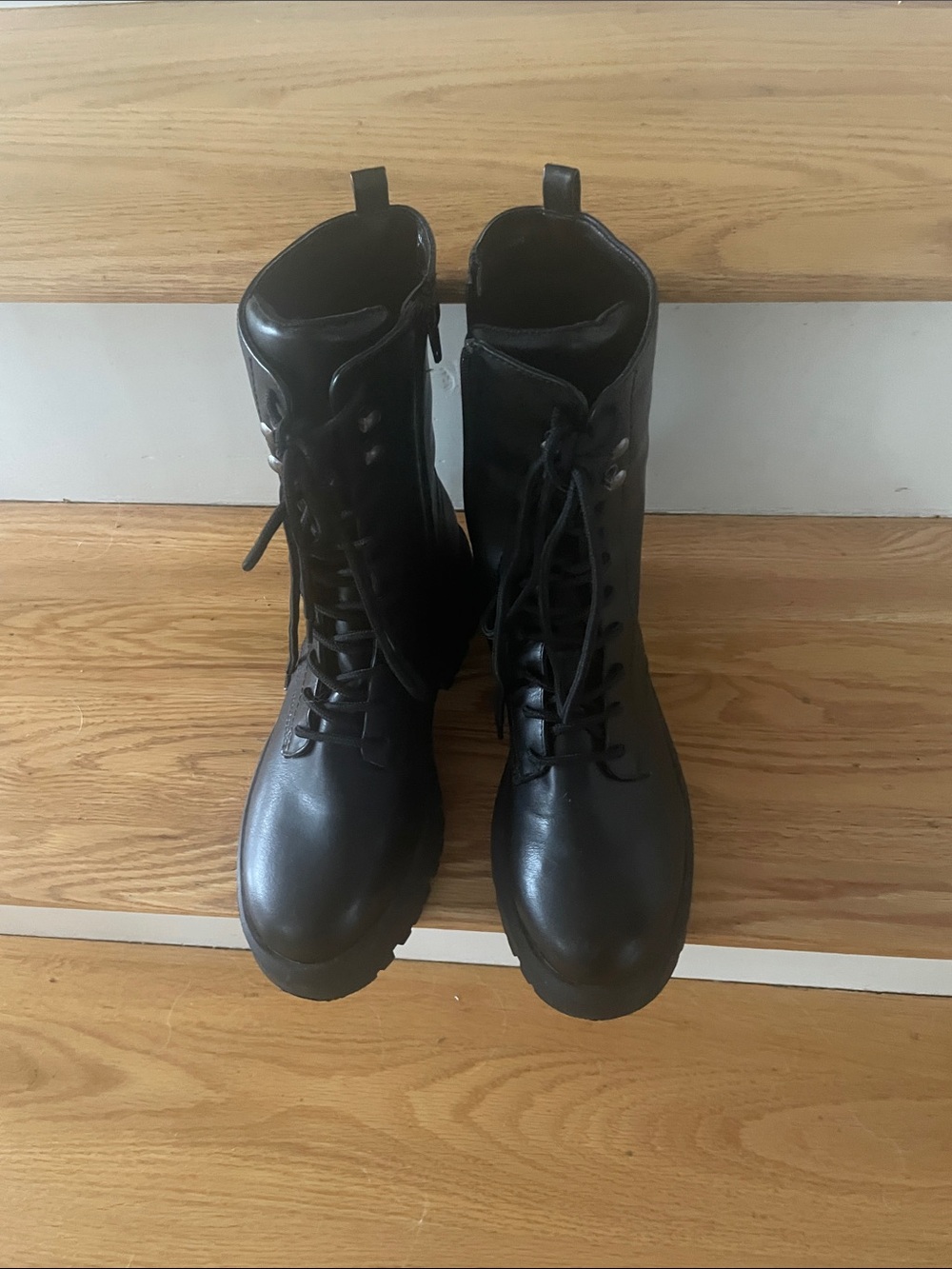 Madden Girl Black Lace-Up Combat Boots